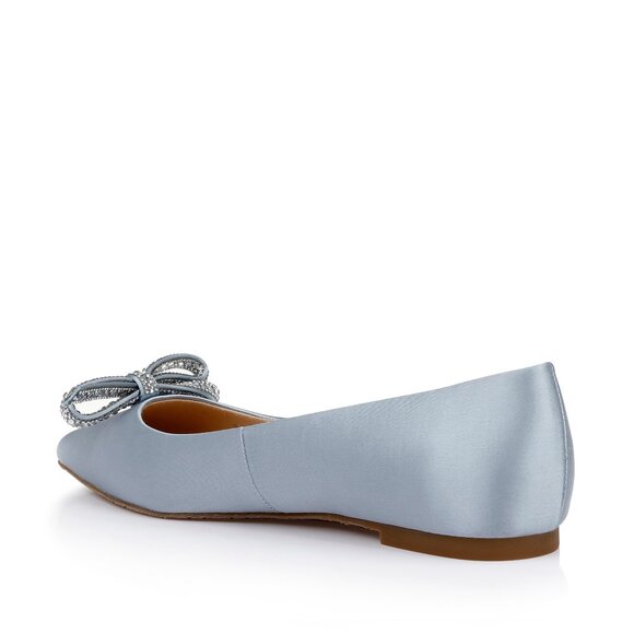 BADGLEY MISCHKA Hesther Ballerina Flats with Rhinestone Bow in Powder Blue 5.5 - Picture 4 of 9